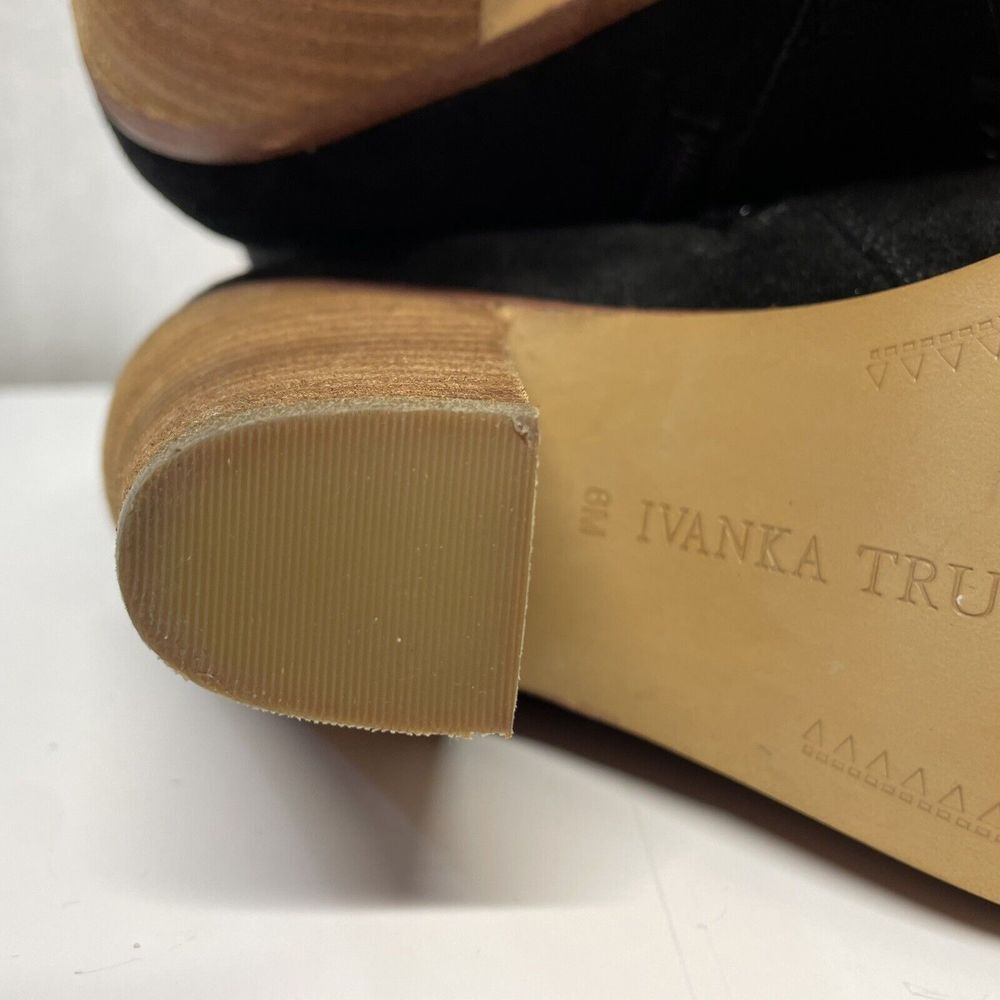 Ivanka Trump Suede Ankle Boots Heel Cutout Black Size 6 M - Picture 9 of 11